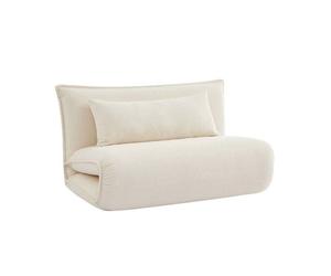 Chauffeuse convertible 2 places en bouclette texturée blanc cassé L 120 x P 80 x H 66 cm - Fleeep