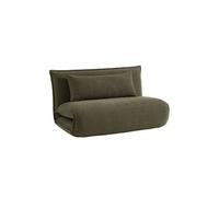 sweeek - Chauffeuse Convertible 2 Places en Bouclette texturée Kaki L 120 x P 80 x H 66 cm - Fleeep