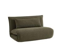 sweeek - Chauffeuse Convertible 2 Places en Bouclette texturée Kaki L 120 x P 80 x H 66 cm - Fleeep