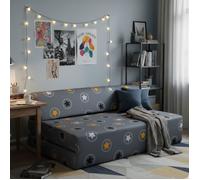 Chauffeuse convertible 2 places en mousse - Terre de Nuit - Gris étoile jaune