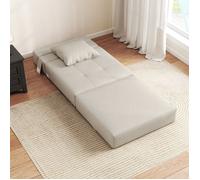 Chauffeuse convertible - AKOZON - 12879 - 1 place - Tissu beige - Matelas mousse 15 cm