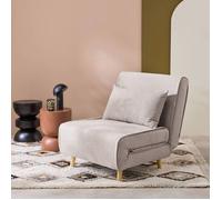 Chauffeuse convertible tissu piétement bois 1 place beige Guest