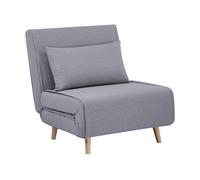 Chauffeuse convertible tissu piétement bois 1 place gris Guest