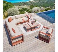 Chauffeuse de jardin Allure beige/acajou déhoussable - Hespéride