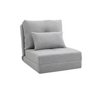 HOMCOM Fauteuil Convertible 1 Place Fauteuil Paresseux lit chauffeuse 1 Place - Coussin Inclus, Dossier réglable - Salon, Charge 120 kg, Tissu Lin Gris Clair