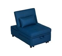 HOMCOM Fauteuil Convertible 1 Place Fauteuil lit chauffeuse 1 Place Multifonction 3 en 1 avec Dossier réglable, siège rembourré et Oreiller, canapé-lit pour Salon, Chambre, Bureau à Domicile, Bleu