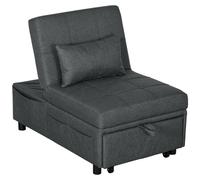 Chauffeuse Fauteuil Convertible Inclinable Réglable Tissu Effet Capitonné Gris Gris
