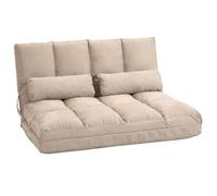 Chauffeuse - matelas d'appoint pliant - fauteuil convertible - inclinaison dossier réglable 14 positions - 2 coussins inclus - polyester aspect suédé