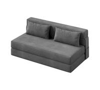 Chauffeuse lit Convertible 2 Places en Velours Côtelé,2 in 1 Canapé lit Convertible avec 2 Oreillers,Housse Détachable,Polyuréthane Rembourrage,Fauteuil lit pour Chambre,Salon(200X150X15cm,Gris)