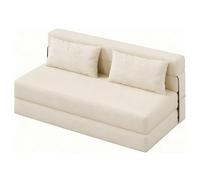 Chauffeuse lit Convertible 2 Places en Velours Côtelé,2 in 1 Canapé lit Convertible avec 2 Oreillers,Housse Détachable,Polyuréthane Rembourrage,Fauteuil lit pour Chambre,Salon(200X150X15cm,Beige)