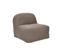 Chauffeuse lounge GRANT en mousse et tissu velours taupe 85x85xH78cm