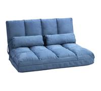 Chauffeuse matelas d'appoint - HOMCOM - inclinaison dossier réglable 14 positions - 2 coussins inclus - bleu