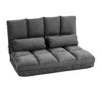 Chauffeuse matelas d'appoint - HOMCOM - inclinaison dossier réglable 14 positions - 2 coussins inclus - gris foncé