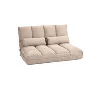 Chauffeuse - matelas d'appoint pliant - fauteuil convertible - inclinaison dossier réglable 14 positions - 2 coussins inclus - polyester aspect suédé beige Beige G