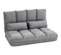HomCom Chauffeuse matelas convertible - dossier réglable 14 positions, 2 coussins, polyester gris