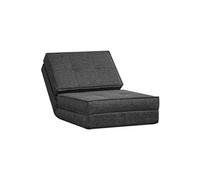 Chauffeuse - matelas d'appoint pliant - fauteuil convertible - inclinaison dossier réglable 5 positions - tissu polyester aspect lin gris