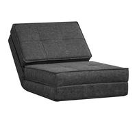 HOMCOM Chauffeuse - Matelas d'appoint Pliant - Fauteuil Convertible - Inclinaison Dossier réglable 5 Positions - Tissu Polyester Aspect Lin Gris