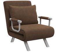 Chauffeuse matelas - HOMCOM - appoint pliant fauteuil convertible dossier réglable accoudoirs - métal suède - marron