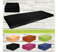Chauffeuse - NOIR - 195x80x9cm - Matelas pliant - Housse lavable - Idéale camping