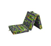 Chauffeuse pliante SAMBA - Multi-position - Vert - Motif circuit voiture - 190 x 70 x 9 cm
