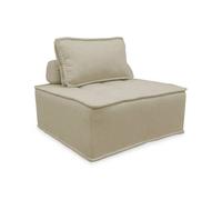 Chauffeuse pour canapé modulable tissu capitonné beige avec un coussin