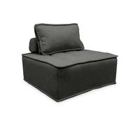 Chauffeuse pour canapé modulable tissu capitonné gris avec un coussin