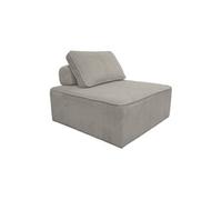 Chauffeuse pour canapé modulable velours côtelé gris clair avec un coussin
