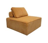 Chauffeuse pour canapé modulable velours côtelé moutarde avec un coussin