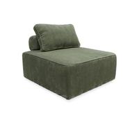 Chauffeuse pour canapé modulable velours côtelé vert avec un coussin