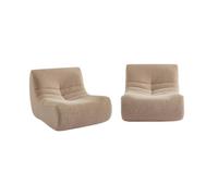 Chauffeuse tissu effet alpaca 2 places. beige. style contemporain. L 91 x P 105 x H 72cm