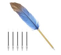 ChauLanBow Lot de 1 plumes d'écriture - Avec 5 cartouches de rechange - Pour l'école, les cadeaux de mariage, les autographes, les bureaux, les cadeaux d'affaires - Bleu
