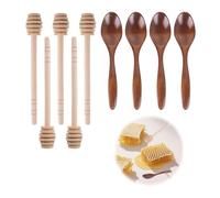 ChauLanBow Lot de 8 cuillères à miel en bois - Agitateurs à miel - Petites cuillères en bois - Petites cuillères en bois - Pour miel cru, sirop d'érable, lait condensé, accessoires de cuisine