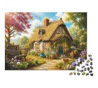 Chaumière Jardin Faon 1000pcs Mini Puzzle pour Famille Difficile | 52x38cm Carton Décor Salon Structure Durable Cadeau Anniversaire Soulagement Du Stress