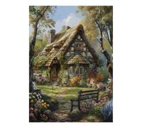 Chaumière Jardin Fleurs 1000pcs pour Adultes Mini Puzzle Difficile | 38x26cm Carton Décor Salon Structure Durable Cadeau Anniversaire Relaxation