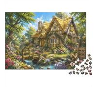 Chaumière Jardin Pont 1000pcs Mini Puzzle pour Famille Difficile | 38x26cm Carton Décor Salon Structure Durable Cadeau Anniversaire Relaxation