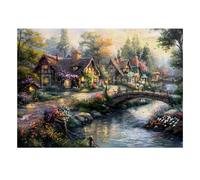 Chaumière Pont Rivière 1000pcs Mini Puzzle pour Famille Difficile | 70x50cm Carton Décor Salon Structure Durable Cadeau Anniversaire Soulagement Anxiété
