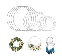 ChAusa 12 Pièces Cercle Metal 10/15/20 cm Doré Cercle Attrape Reve Cerceau Métal,Cercle Bois pour Macramé Anneau Couronne Fleur Cercle en Fer Decoration Cerceau Floral Mariage pour DIY (Argent)