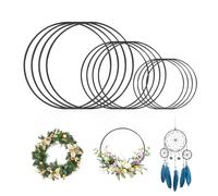 ChAusa 12 Pièces Cercle Metal 10/15/20 cm Doré Cercle Attrape Reve Cerceau Métal,Cercle Bois pour Macramé Anneau Couronne Fleur Cercle en Fer Decoration Cerceau Floral Mariage pour DIY (Noir)