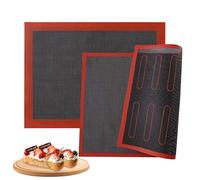 ChAusa 2 Pièces Tapis de Cuisson 40 x 30 cm Tapis Silicone Patisserie,Tapis de cuisson en silicone Antiadhésif,Tapis de Cuisson Silicone pour Four pour Bouffées,Biscuits,Pain,Pâtisseries,Pizzas