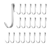 ChAusa 20 Pièces Petit Crochet S de Suspension,Crochet S Acier Inoxydable,Crochet Multifonctions,Mini Crochet en S, Petit Crochet Plat pour Salle de Bains Chambre Bureau Cuisine (Argent)