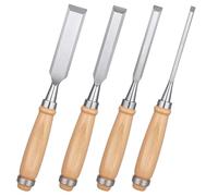 ChAusa 4 Pièces Ciseaux à Boi Set, Couteau à Bois Polyvalent, Jeu de Ciseau | Burin Plat Ergonomique, Outil de Menuiserie Professionnel pour Travail du Boiss Sculpture Bricolage 6 12 18 24mm