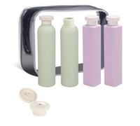 ChAusa 4 Pièces Flacon Voyage 250+260ml Contenant Voyage avec Étiquettes Kit Voyage Produit Toilette Kit Voyage Avion pour Le Shampooing,La Lotion,Le Gel Douche avec Trousse de Toilette Femme