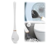 ChAusa Brosse de Toilette Brosse de Nettoyage, Brosse WC Silicone, Brosse Toilettes WC Anti-Goutte, Balayette WC vec Séchage Rapide vec Poils Silicone pour Salle de Bain et WC (Blanc)