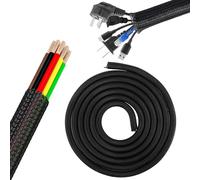 ChAusa Cache Cable Bureau 5m-10mm Cable Management,Gaine Electrique Protéger Les Fils de la Mastication des Animaux Domestiques,Gaine Cable,Range Cable pour Fil Télé/PC/USB/Audio/Vidéo(Noir)
