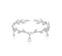 ChAusa Diadème de déesse vintage pour femme - Couronne elfe de la forêt - Coiffe de princesse avec strass en cristal - Accessoires pour mariée et demoiselle d'honneur - Argenté