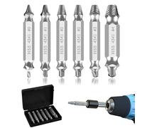 ChAusa Extracteur de Vis Suite, 6 Pièces Extracteur de Vis, D'Extraction De Vis À Dénuder avec Support de Perceuse Magnétique, Utilisé Pour Retirer Les Vis Dénudées Et Les Vis Cassées(Argent)