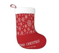 Chausette De Noel Joyeux Noël Flocon Neige Rouge, Grande Chaussette De Noël Décorations De Cheminée pour Sapin