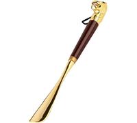 Chausse-Pied à Longue Poignée pour Les Personnes âgées, Haut De Gamme De Luxe en Forme De Tête De Lion, Aide à La Chaussure De Ménage à Poignée Longue Et Courte, Sa, Gold, 31 * 3.5cm