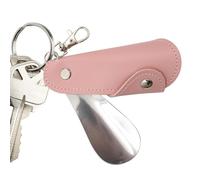 Chausse-pied de voyage | Chausse-pied en acier inoxydable avec porte-clés et étui en cuir PU - Chausse-pied avec porte-clés, chausse-pied court portable pour bottes, chaussures habillées, pantoufles