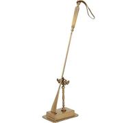 Chausse-pied en laiton à long manche - Autoportant, base stable, double usage pour accrocher et poser facilement, idéal pour la décoration de la maison et l'assistance aux personnes âgées